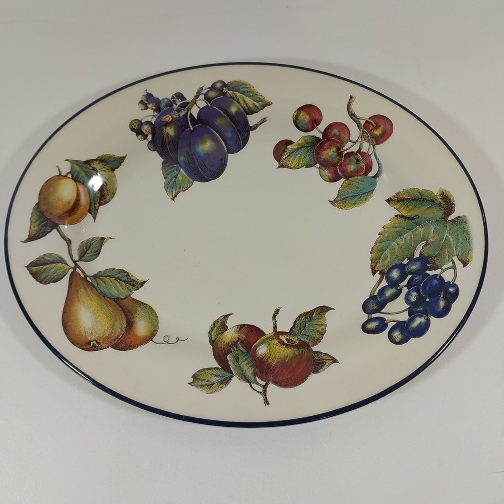 VTG Pier 1 Macintosh Platter Tray Oval 14 x 11 Fruit Pattern England Angleterre